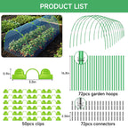 72 Pieces Garden Hoops for Raised Beds Fiberglass Support Greenhouse Hoops