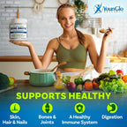YounGlo Research - Bone Broth Beef Protein Powder - 1.25 lb / 20 oz, Unflavored - Made in USA - High Collagen & Gelatin from Grass Fed Bovine - Nutritious Marrow Benefits - Soups, Paleo & Keto Diets