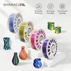 SHIMMERFIL Silk PLA Filament 1.75mm, Tri-Color Gradient with Jewelry Gloss Finish, ±0.03mm Accuracy,Rainbow tri Color pla Filament, Tangle-Free Spool | 1KG (2.2 Lbs)