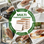 Metflavor Plant-Based Natural Kitchen Sponges,Biodegradable Non-Scratch Cellulose & Coconut Walnut Scrubber Sponge, Eco-Friendly & Sustainable (48 Pack)