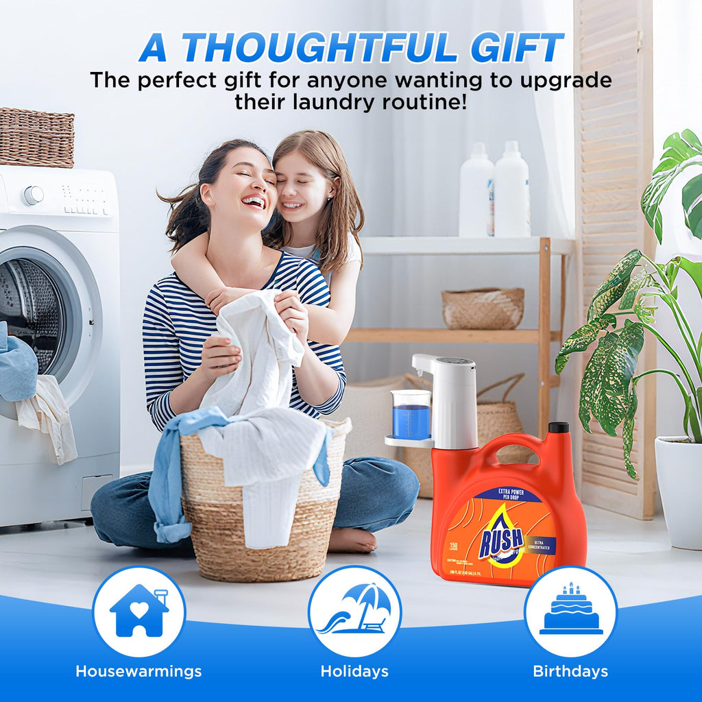 Electric Laundry Detergent Dispenser Pump, One-Press 15-75ml, Fast Dispense