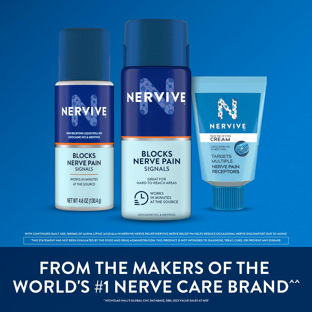 Nervive Pain Relieving Spray, Lidocaine Spray, Nervive Pain Relief, Lidocaine Topical, Foot Pain, Leg Pain, Hand Pain, Max Strength Formula, for Hard to Reach Areas, 4.5oz