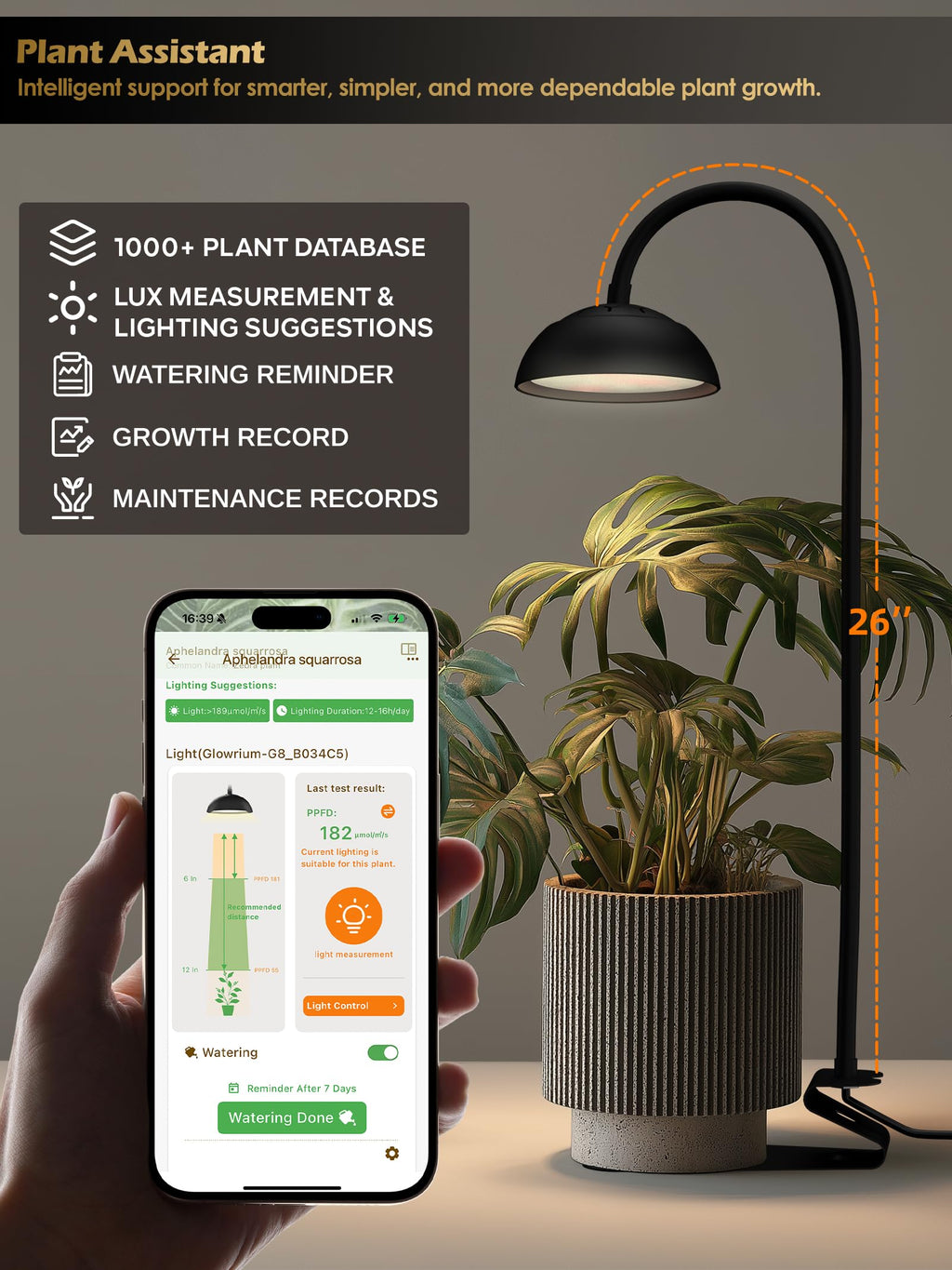 GLOWRIUM Smart Grow Light for Indoor Plants, Full Spectrum Plant Grow Light