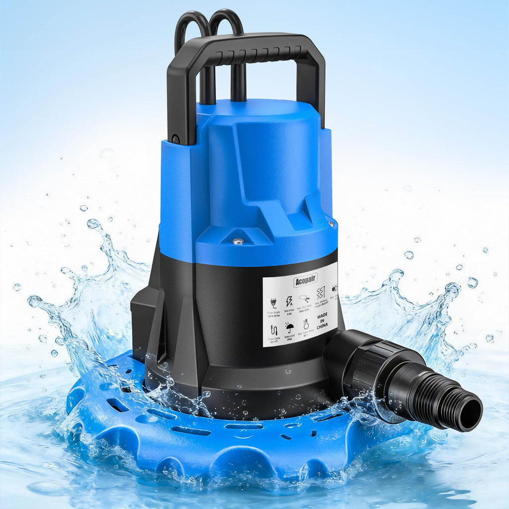 Acopair 1 HP Automatic Pool Cover Pump 5000 GPH - Submersible Water Removal Pump with 26ft Power Cord & 3/4” Check Valve for Pool, Hot Tubs, Rooftops, Water Beds and more (2026 Upgrade）