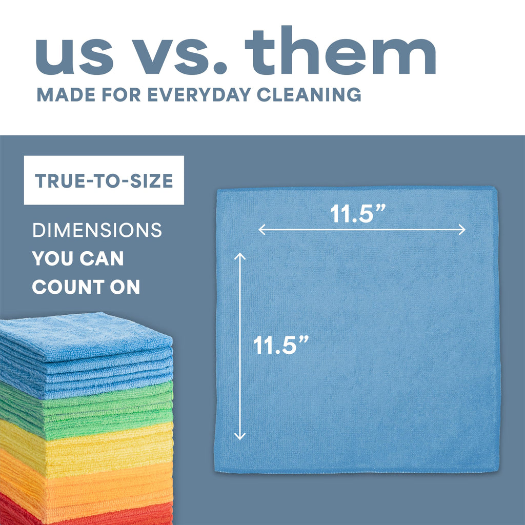 S&T INC. 50 Pack Microfiber Cleaning Cloth, Bulk Towels for Home, Reusable Microfiber Towels for Cars, Cleaning Rags, Assorted, 11.5 Inches x 11.5 Inches, 50 Count