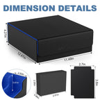 Mlikero Card Deck Case, 2400+ Trading Card Storage Box with 10 Colorful Dividers and 4 Foam Stoppers, Leather Magnetic Closure Commander Deck Box Fit for MTG, TCG (4 Rows, Black&Blue)