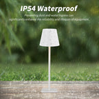 Mr. White Outdoor Waterproof Cordless Set of 2 Rechargeable Portable Top Touch Battery Operated Powered LED Table Lamp Desk Lamp Lights for Restaurant Kitchen Patio Dinner Dining (White 2 Pack)