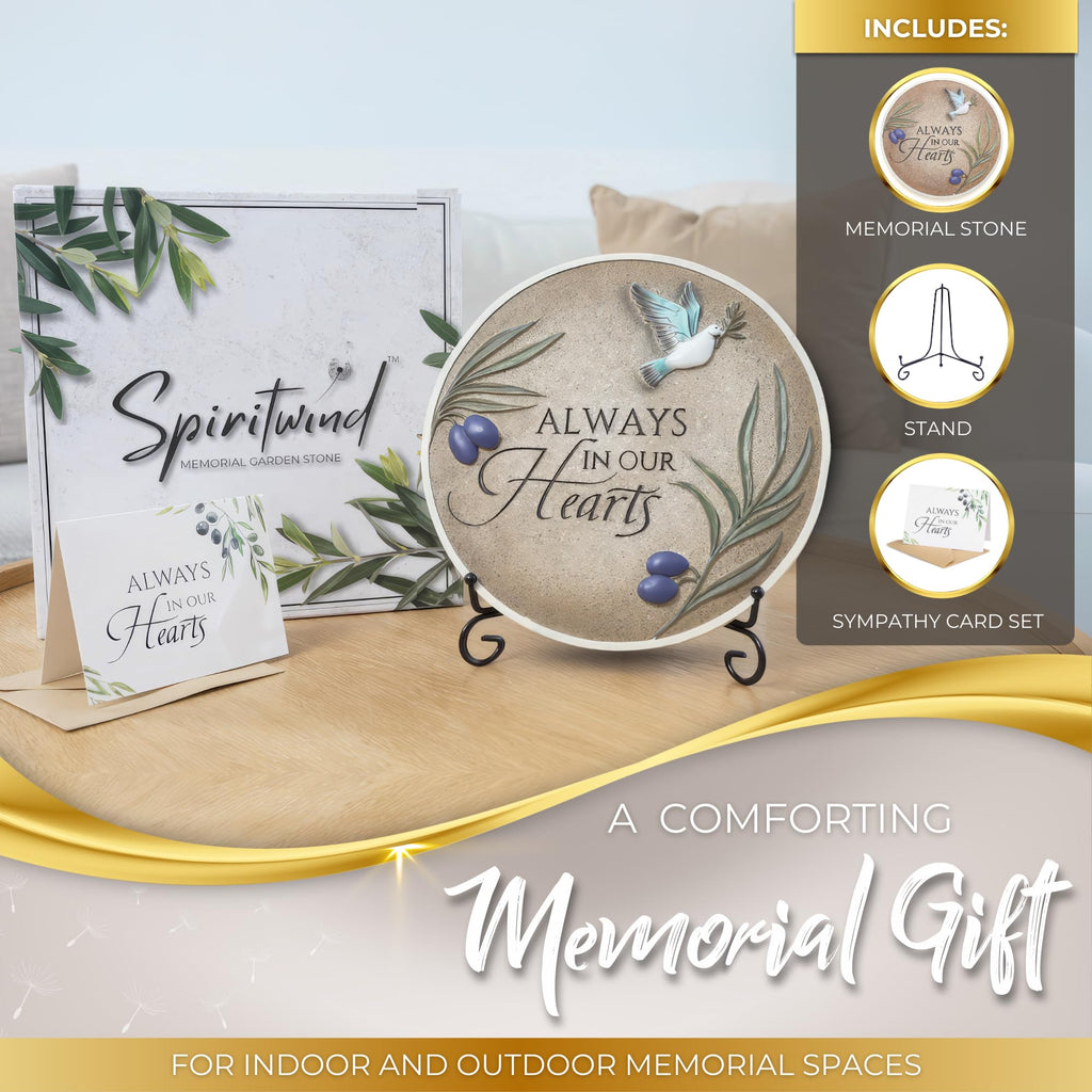 Stunning Garden Memorial Stone with Stand & Sympathy Card (10" Size)