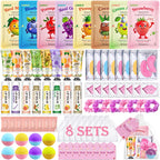 80PCS Spa Party Supplies for Girls, Include Facial Masks, Lip Balm, Hand Cream, Under Eye Patches, Lip Mask, Foot Bath Bombs, Compressed Towels, Sleepover and Spa Birthday Party Supplies for Girls