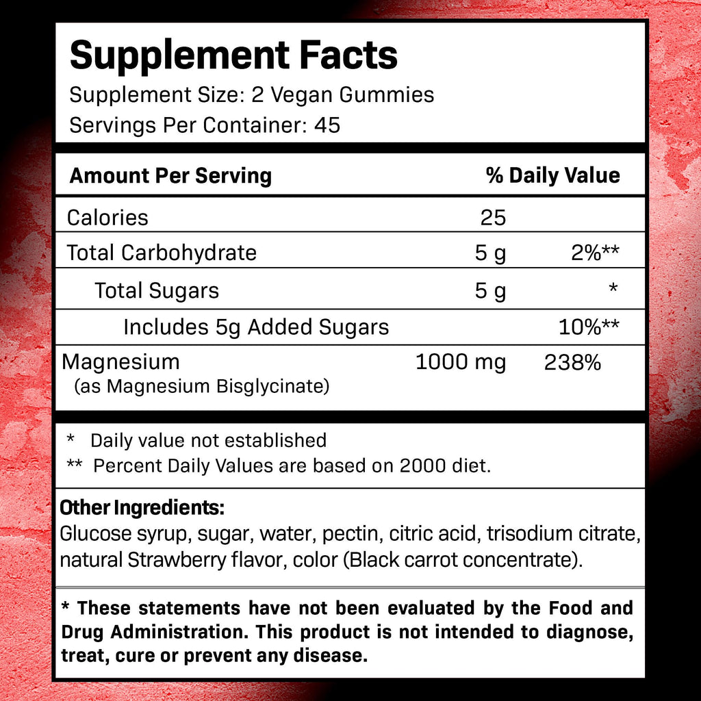 Magnesium Glycinate Gummies, 1000 mg - Magnesium Supplement to Support Relaxation, Heart Health - Chewable Calm Magnesio Gummies for Adults, Glicinato De Magnesio - Strawberry Flavor - Pack of 2