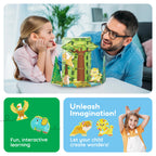 PicassoTiles Magnet Tile Building Block Safari Themed Set with 8 Compatible Magnetized Animal Action Figures Build Blocks Toddler Creativity Toys STEAM Educational Learning Skills Ages 3+ PTQ12