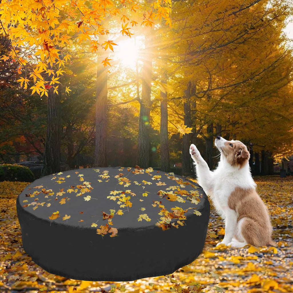 Tufmunb 79-80 inch Dog Pool Cover, Portable Round Collapsible Bathing Tub Kiddie Pool Cover with Oxford Cloth Material and Drawstring Design, Waterproof and Dustproof (Black) - Only Cover