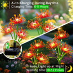 Solar Garden Flower Lights Outdoor,8 Pack Orange Spider Lily Lights with Glowing Stems,Waterproof Fall Decor Solar Yard Decor for Patio Lawn Pathway,Thanksgiving Garden Gifts for Women Mom Grandma