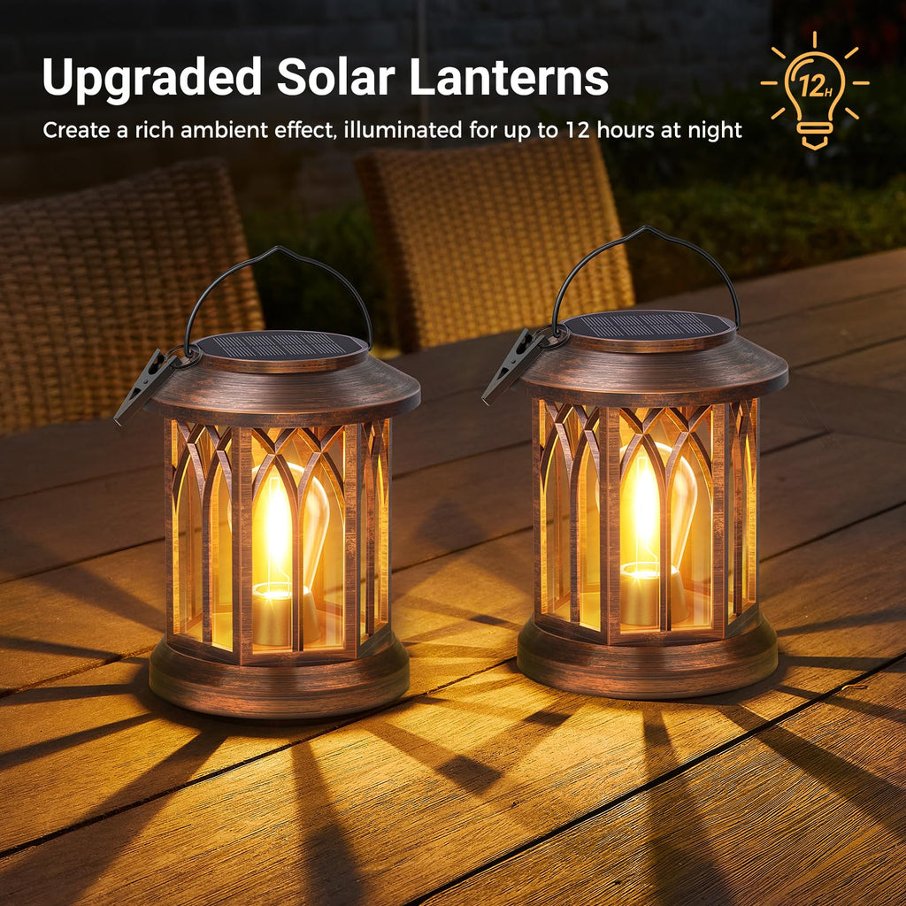 WdtPro Solar Lanterns Outdoor Hanging 6 Pack, Upgraded Bright Lantern Lights Outdoor Waterproof, Solar Powered Lantern Over 12Hrs Solar Lights for Outside Garden Yard Patio Decor (Copper)
