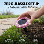 Bell+Howell 4 Pk Mosaic LED Solar Lights Outdoor Disk Pathway Lights for Landscape, Yard, Driveway, Patio, Walkway Path, Dusk to Dawn Sensors - Rose Pink