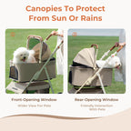 Dog Cat Stroller for Small & Medium Pets up to 55 lbs, Foldable Pet Stroller with Detachable Carrier, 4 Swivel Wheels, Adjustable Handle & Canopy