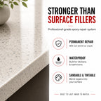 Instant Install 29 Complete - 4 oz Epoxy Permanent Repair Kit with EZ-Tint 10 g 5-Pack, Mixing Sticks, Razor, & Shaping Strip - Granite, Marble, & Tile - Rebonds & Rebuilds - Dry in 29 Minutes