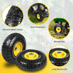 10 Inch Soild Rubber Dolly Tire Wheels, 4.10/3.50-4" Tire and Wheel Flat Free for Garden Carts, 5/8" Bearings,2.1"Offset Hub for Hand Truck, Gorilla Cart, Wheelbarrow Metal (4 Packs)