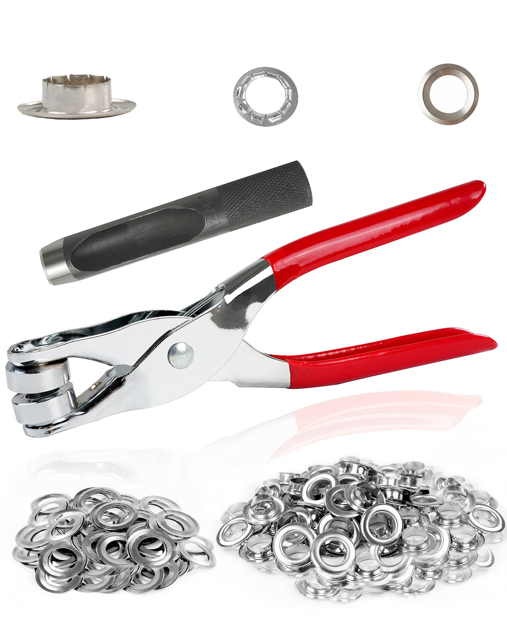 150Pcs 1/2 Inch Grommet Tool Kit, Grommet Kit, Eyelet Kit with Leather Hole Punch Pliers, 150 Metal Eyelets and Grommets for Leather, Shoes, Fabric, Belt (Silver)
