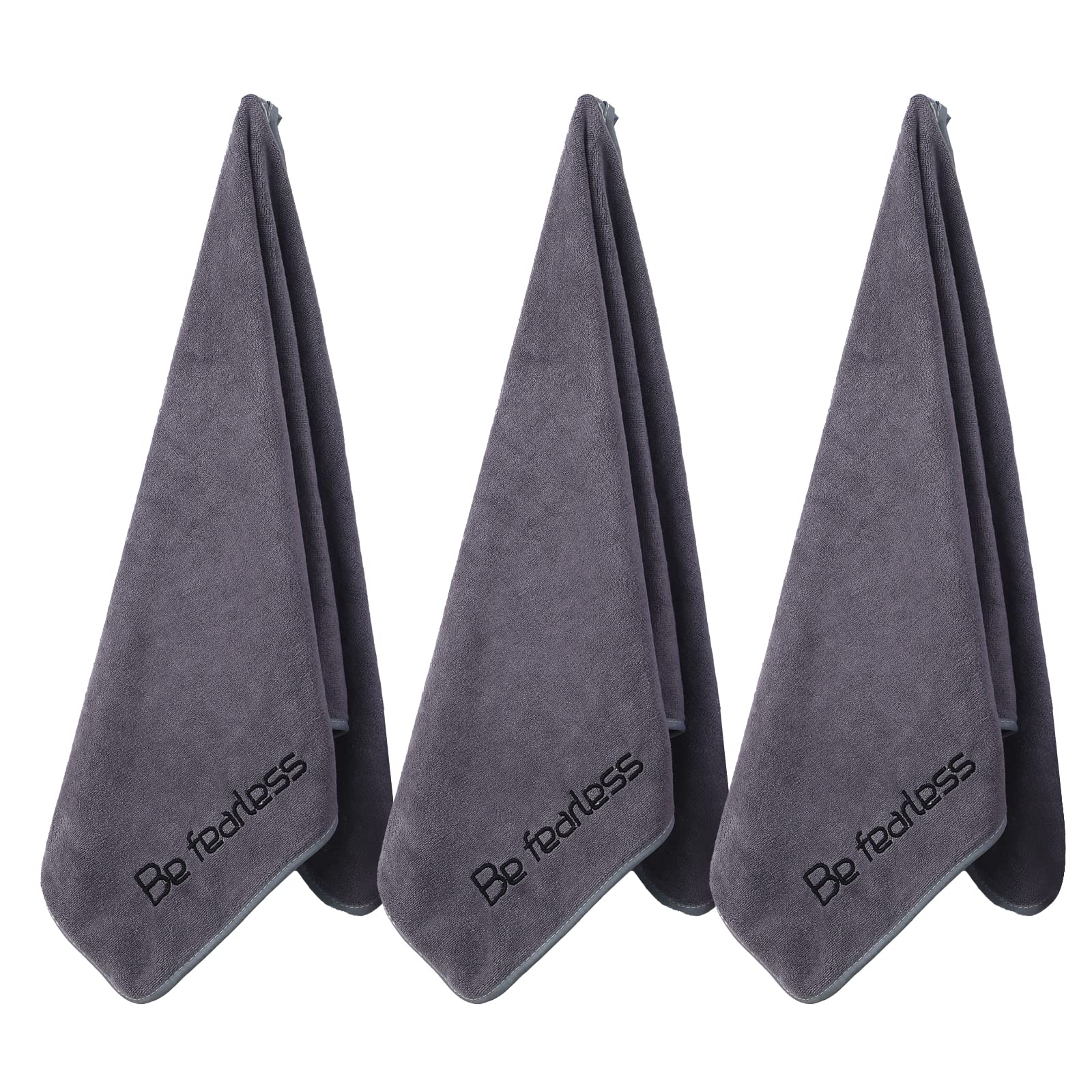 Wuwahold Microfiber Gym Towels Bigger Size Super Soft for Exercise Fitness, Sports, Workout, 380-GSM 15-Inch x 31-Inch Quick-Drying Towels (3 Pack, Grey)