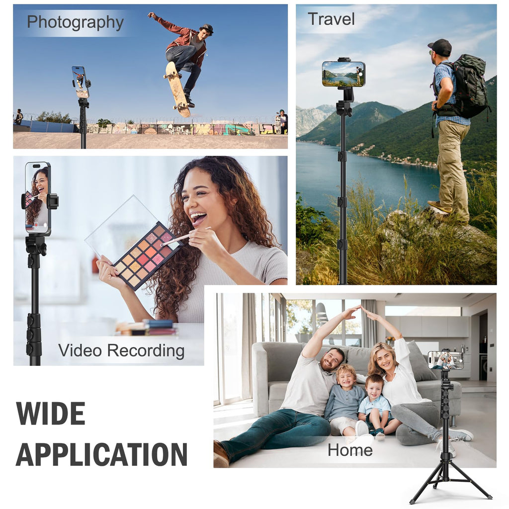 Liphisy 64” Tripod for Cell Phone & Camera with Remote and Phone Holder