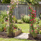 Giantex 86'' Metal Garden Arch, Outdoor Arbor Trellis with 8 Ground Stakes