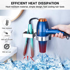 Hair Dryer Holder Wall Mounted, Hair Straightener Holder, Blow Dryer Holder Adhesive, Hair Tool Organizer for Flat Iron, Hairdryer, Curling Iron Holder for Bathroom Vanity Barber Shop (Silver)