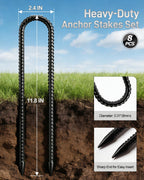 8 Pack 11.8 Inch Rebar Ground Stakes U Hook Galvanized Steel