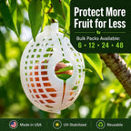 Rooted Promise Fruit Protection Cages for Peaches and More | 2026 Improved Secure-Lock Design | Small 4x5 Inch | 12 Pack | Squirrel Resistant | Reusable Heavy-Duty Plastic | Made in USA