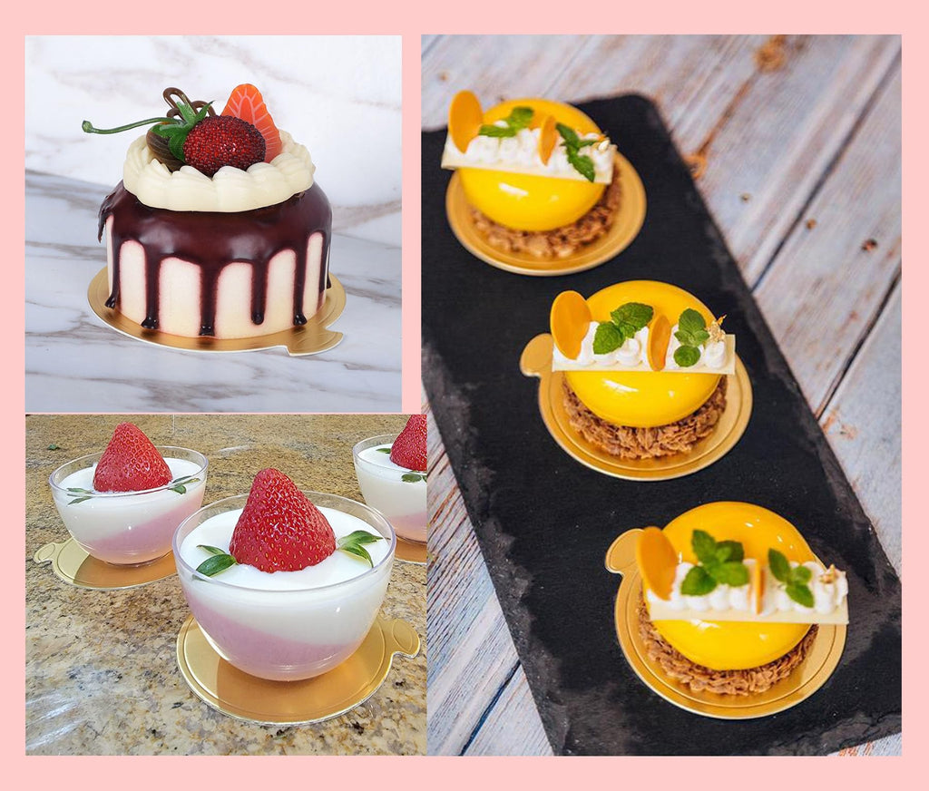 YYaaloa 3.15 Inch Mini Round Golden Cake Boards 50pcs Mousse Cupcake Base Paper Plates Circle Dessert Board (Gold 3inch 50pcs)