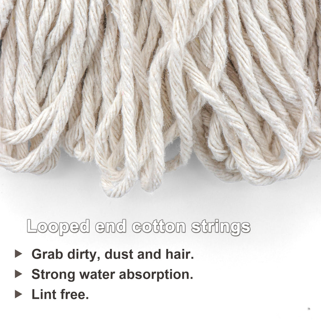 Cotton String Screw on Mop Replacement Head Compatible with All Standard US Threading Pole (6 Cotton mop Heads)