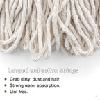 Cotton String Screw on Mop Replacement Head Compatible with All Standard US Threading Pole (6 Cotton mop Heads)