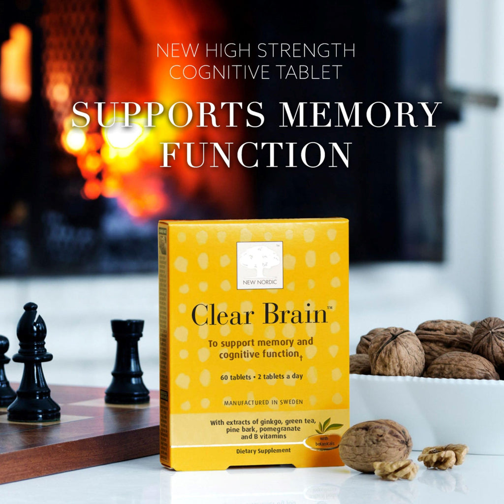 New Nordic Clear Brain Tablets, Supports Normal Cognitive Health and Memory, with Green Tea and Walnut, Swedish Made, 60 Count (Pack of 1)