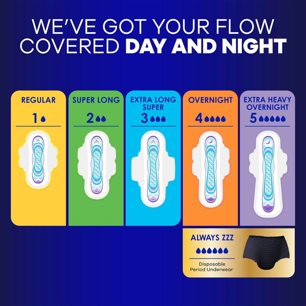 Always Ultra Thin Overnight Pads, Size 5, Extra Heavy Overnight, Unscented, 92 Count (4 Packs of 46)