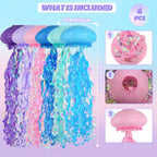 ADLKGG 6-Pack Jellyfish Paper Lanterns, Blue Purple Pink Under The Sea Party Decorations, Mermaid Birthday Decorations, Ocean Themed Baby Shower, 10" Jellyfish Lamp for Classroom Decor Pool Party