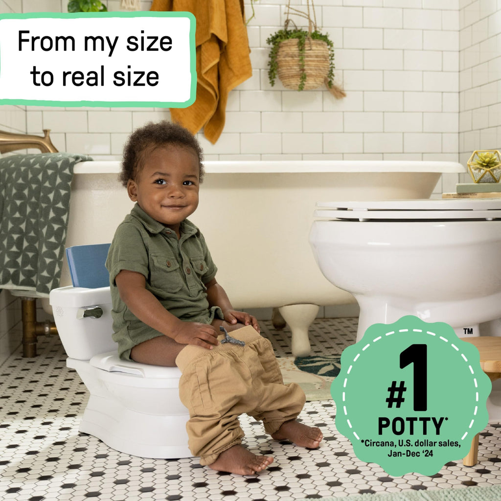 Ingenuity My Size Potty Pro 2-in-1 Potty Training Toilet, Floor Potty with Removable Potty Seat for Standard Toilets, Realistic Flushing Sound, for Toddlers Ages 18+ Months, Up to 50 lb