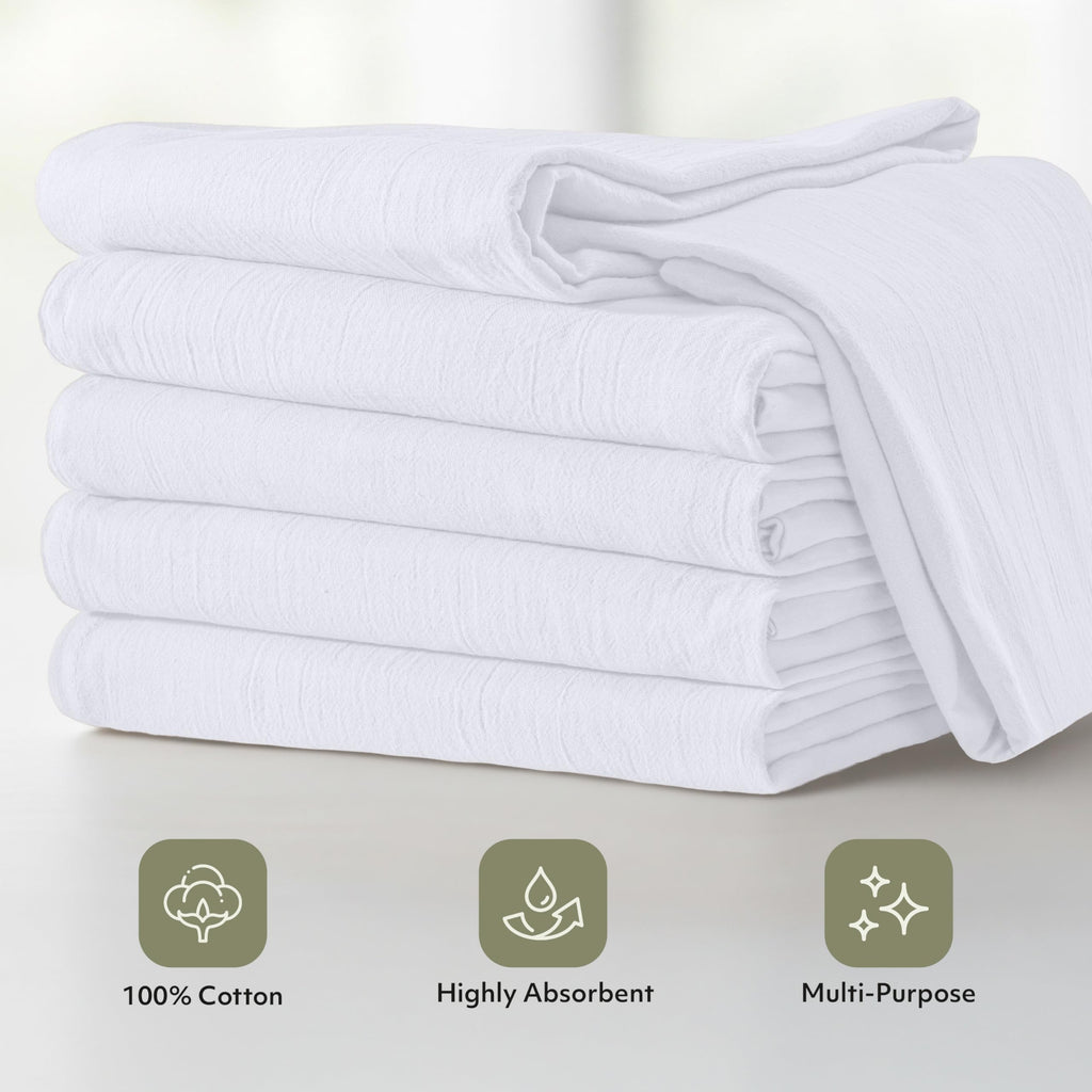Utopia Kitchen White Flour Sack Towels [12 Pack - 28 x 28 Inch] 100% Cotton