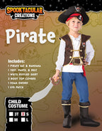 Spooktacular Creations Halloween Pirate Costume Kids, Blue Boys Pirate Costume Deluxe Set with Accessories for Toddler Halloween DressUp, Themed Party (Small, 5-7 yrs)