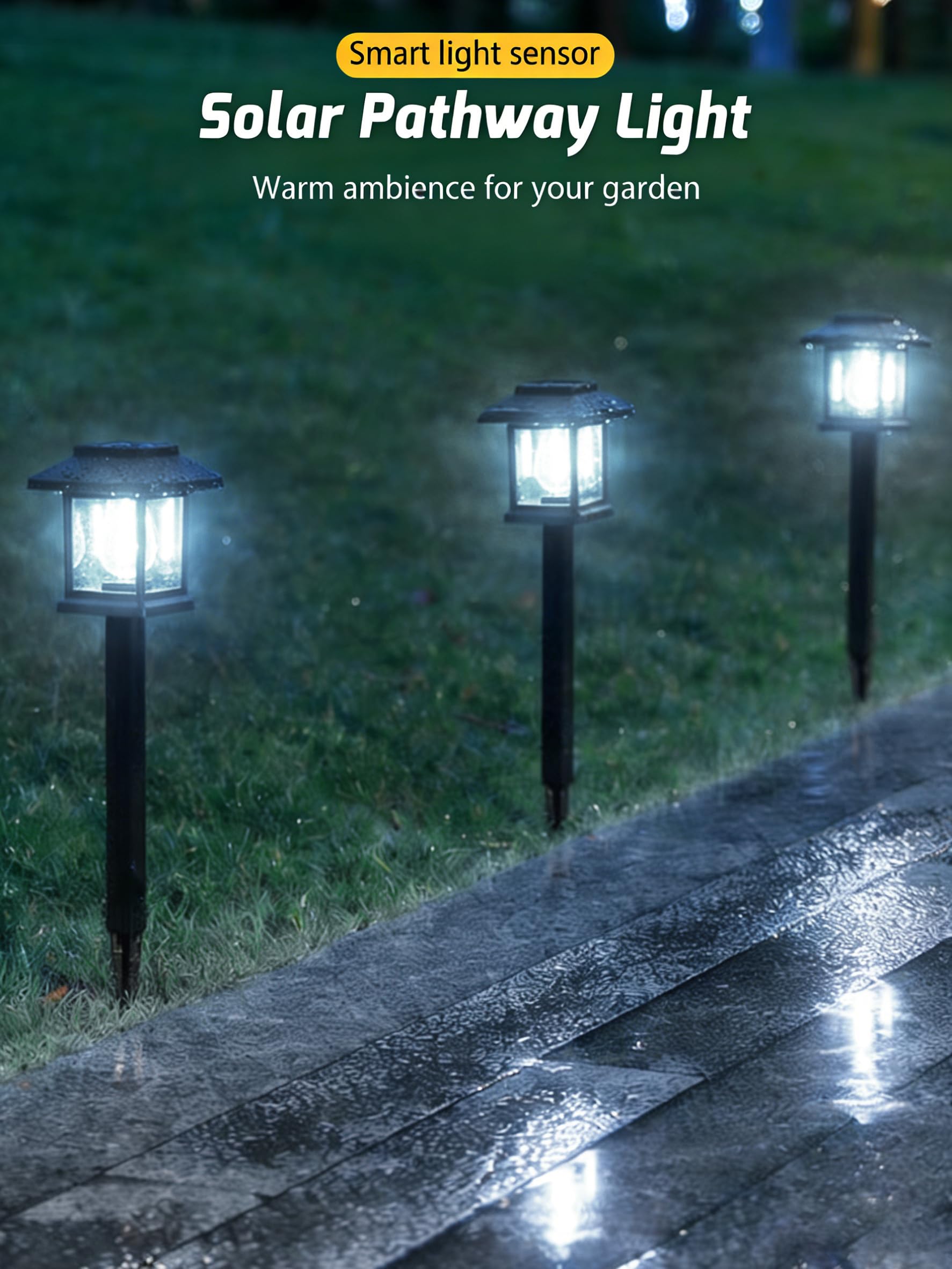 16-Pack Solar Lights Outdoor (Extra-Bright & Smart Auto On/Off), Solar Powered Garden Lights, Waterproof Solar Pathway Lights for Landscape, Path, Yard, Patio, Driveway, Walkway Decor (Cool White)