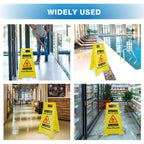 4-Pack Caution Wet Floor Sign, 17.5" Height, Bright Yellow, Double-Sided A-Shaped Frame Design, Foldable Compliant Safety Signs for public places such as restaurants, bathrooms, and offices