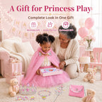 Meland Princess Dress Up for Girls 3-8, Princess Cape with Crown & Tutu Skirt, Birthday Gift for Girls 3 4 5 6 7 8 Years Old, Toys for Toddler Kids Pretend Play, Halloween Costume, Christmas, Party