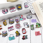 Landical 60 Pcs Book Enamel Pins for Backpacks Christmas Bookish Book Lovers Club Gifts Bulk Cute Bookworm Lapel Pins Frog Dinosaur Duck Badge Brooch for Hats Bags Lanyards Clothing