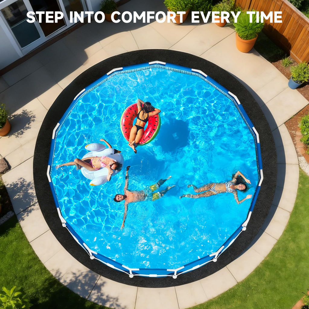 Uyittour 18Ft Round Pool Liner Pad for Above Ground Pools, 360G/M² Extra Thick Heavy Duty Under Pool Mat, Seamless Puncture Resistant Geotextile Fabric Ground Padding, Extends Liner Life, Black
