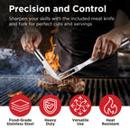 Kaluns Grilling Accessories, Dad Gifts for Christmas, Heavy Duty Stainless Steel Grill Set BBQ Grill Accessories for Outdoor Grill with Meat Thermometer, Case and Apron