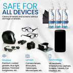 Purity Eyeglass Lens Cleaner Spray Kit - 3 x 8oz Lens Cleaner Spray Bottle + 2 Microfiber Cloth for Cleaning - Safe for All Lenses (AR Coated Included), Eyeglasses and Screens