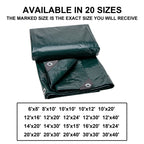 CARTMAN 2 Pack Finished Size 8x10 Feet Waterproof Green Tarp 8 Mil Thick, Multipurpose Protective Cover for Emergency Rain Shelter Camping Tarpaulin