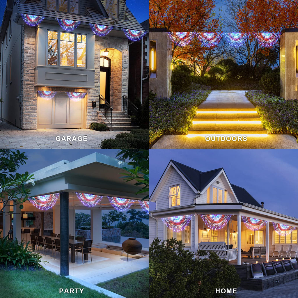 HYH American Flag LED Lights - 47in Patriotic Lights for 4th of July Decorating Indoor and Outdoor Waterproof Half Fan Flag Light for Patriotic LED Lighting Banner House, Garden,Decoration