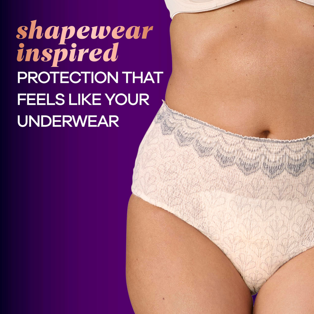 Always Discreet Boutique Incontinence and Postpartum Underwear for Women, Maximum Protection, Extra Large, Rosy, 48 Count (3 Packs of 16)
