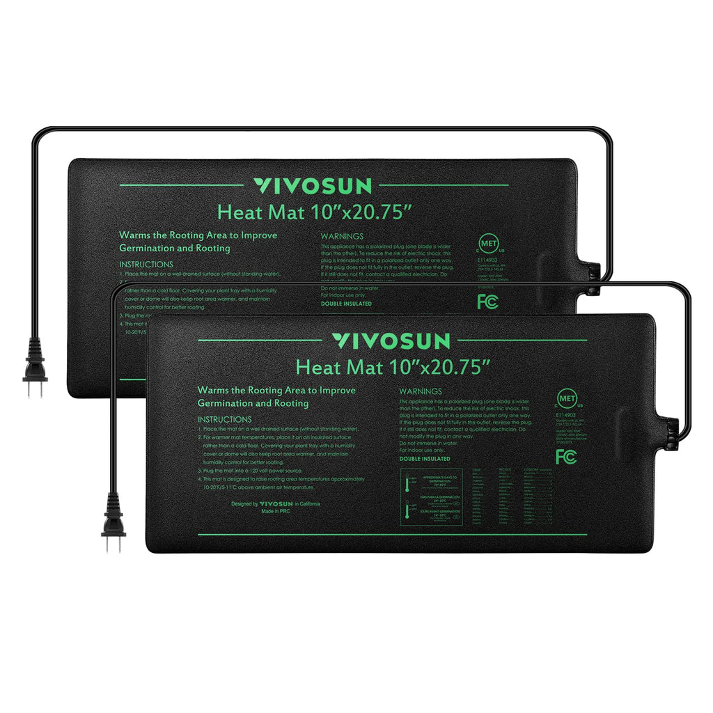 VIVOSUN 2 Pack Durable Waterproof Seedling Heat Mat 10" x 20.75"