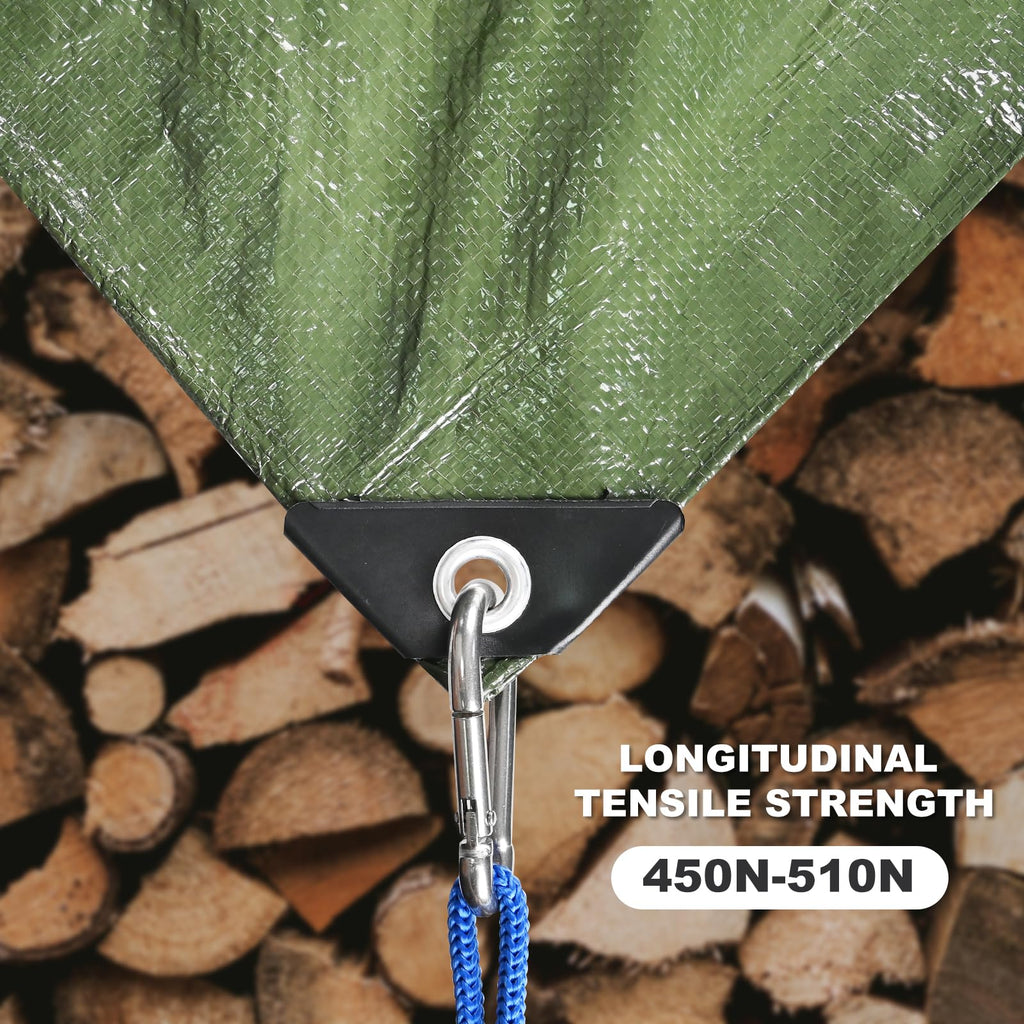 Tarps Waterproof 8x10 Feet, 4 Pack Heavy Duty Silver Tarp Cover 8 Mil Thick, Resistant Plastic Tarpaulin with Metal Grommets, Outdoor Tent Cover for Emergency Rain